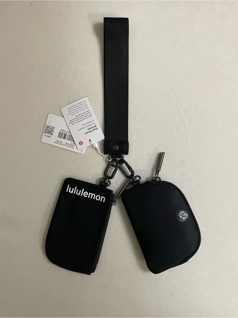 lululemon athletica NWT Dual Pouch Wristlet Strap Key & Accessory Holder Black